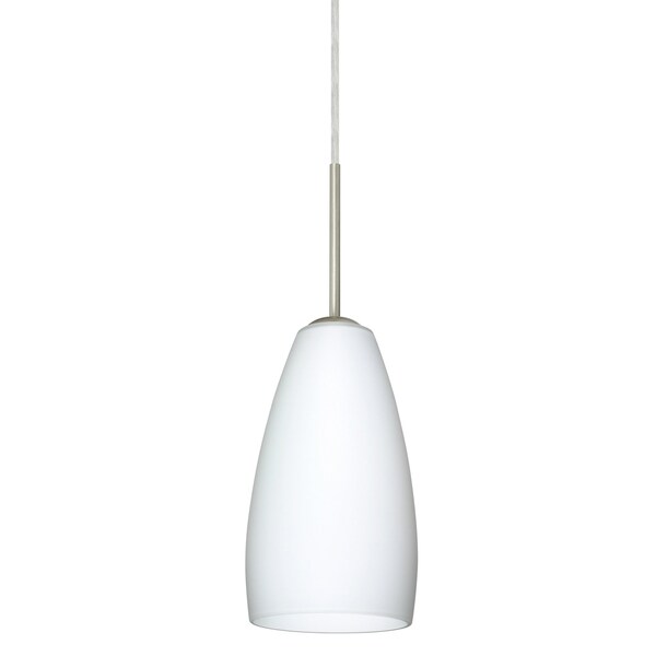 Besa Lighting Chrissy Cord Pendant, Opal Matte, Satin Nickel Finish, 1x40W Candelabra 1BT-150907-SN - main